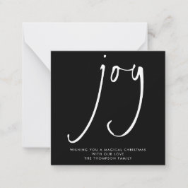 TINY MINI SIZE Joy Script White Black Holiday Notitiekaartje