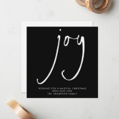 TINY MINI SIZE Joy Script White Black Holiday Notitiekaartje (Voorkant / Achterkant in situ)