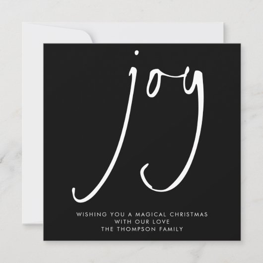 TINY MINI SIZE Joy Script White Black Holiday Notitiekaartje (Voorkant)