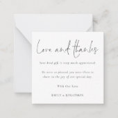 TINY MINI SIZE Script Photo Weddenschap Love Bedan Notitiekaartje (Voorkant)