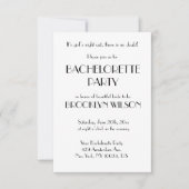 Tiny Minimal Deco White Bachelorette Party Kaart (Voorkant)