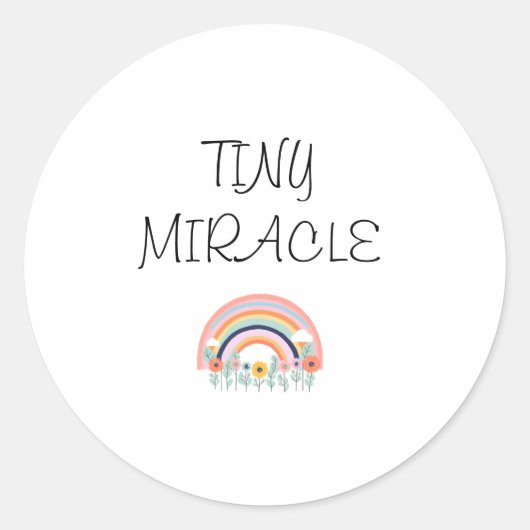 Tiny Miracle Baby Onsie Ronde Sticker (Voorkant)