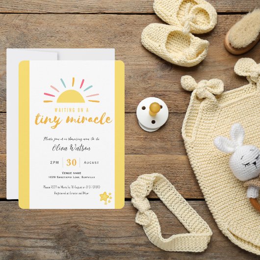Tiny Miracle Sun, Premium Baby shower Invitation Kaart
