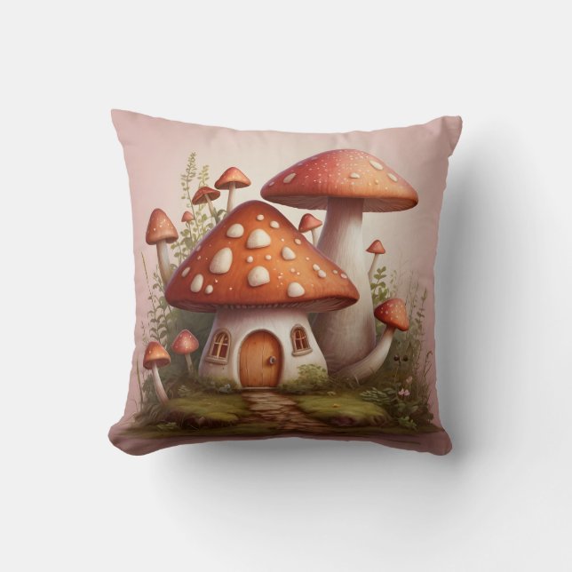 Tiny Mushroom Home Kussen (Voorkant)