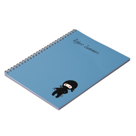 Tiny Ninja aangepaste naam op blauw Notitieboek (Linkerzijde)
