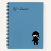 Tiny Ninja aangepaste naam op blauw Notitieboek (Voorkant)