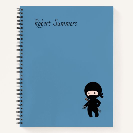 Tiny Ninja aangepaste naam op blauw Notitieboek (Voorkant)