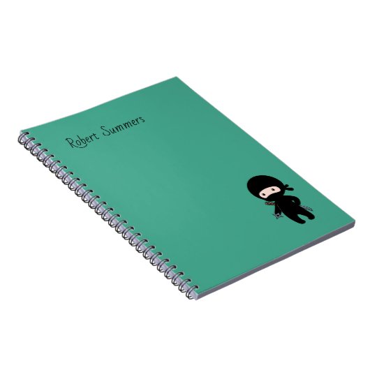 Tiny Ninja aangepaste naam op donkergroen Notitieboek (Rechterzijde)