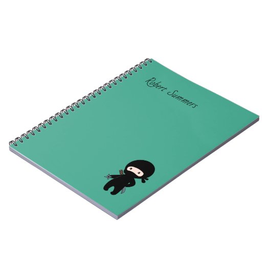 Tiny Ninja aangepaste naam op donkergroen Notitieboek (Linkerzijde)