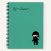 Tiny Ninja aangepaste naam op donkergroen Notitieboek (Voorkant)