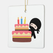 Tiny Ninja Behind Birthday Cake Keramisch Ornament (Links)