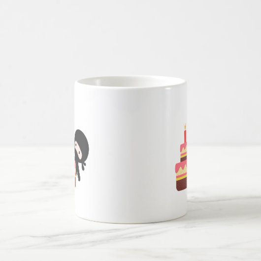 Tiny Ninja Behind Birthday Cake Koffiemok (Center)