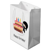 Tiny Ninja Behind Birthday Cake Medium Cadeauzakje (Achterkant Gekanteld)