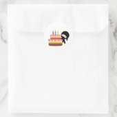 Tiny Ninja Behind Birthday Cake Ronde Sticker (Tas)