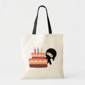 Tiny Ninja Behind Birthday Cake Tote Bag (Voorkant)