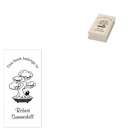 Tiny Ninja Bonsai Tree Bookplate Rubberstempel (Gestempeld)