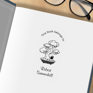Tiny Ninja Bonsai Tree Bookplate Rubberstempel