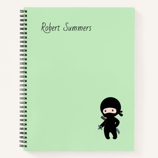 Tiny Ninja Custom Name on Green Notitieboek (Voorkant)