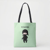 Tiny Ninja Custom Name on Green Tote Bag (Voorkant)