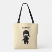 Tiny Ninja Custom Name on Yellow Tote Bag (Achterkant)