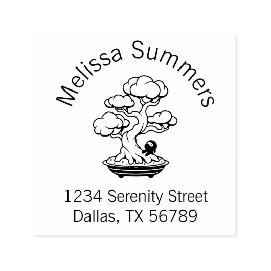 Tiny Ninja en Bonsai Tree Address 2 Zelfinktende Stempel (Design)