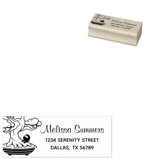 Tiny Ninja en Bonsai Tree Address 3 Rubberstempel (Gestempeld)