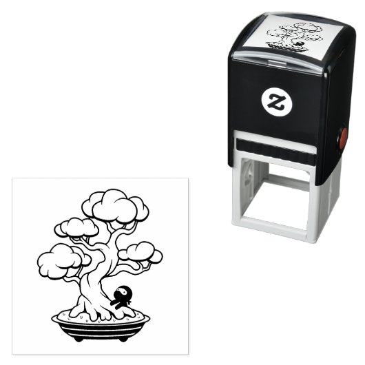 Tiny Ninja en Bonsai Tree Zelfinktende Stempel (In situ)