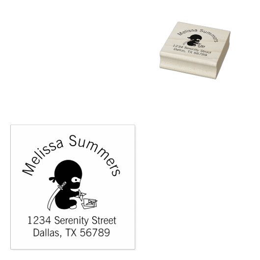 Tiny Ninja Folding Origami Paper Star Address Rubberstempel (Gestempeld)