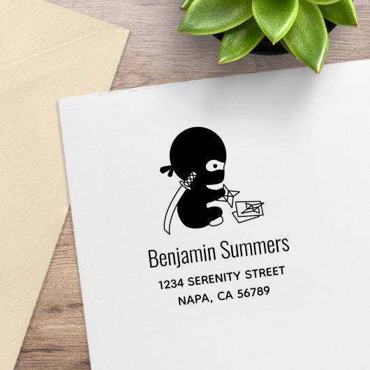 Tiny Ninja Folding Origami Star Address Rubberstempel