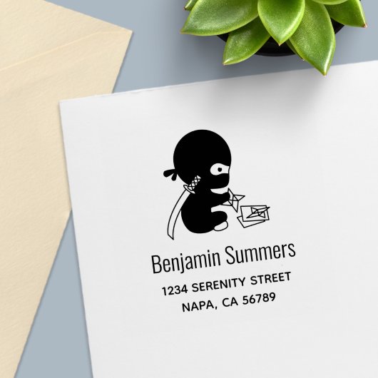 Tiny Ninja Folding Origami Star Address Zelfinktende Stempel