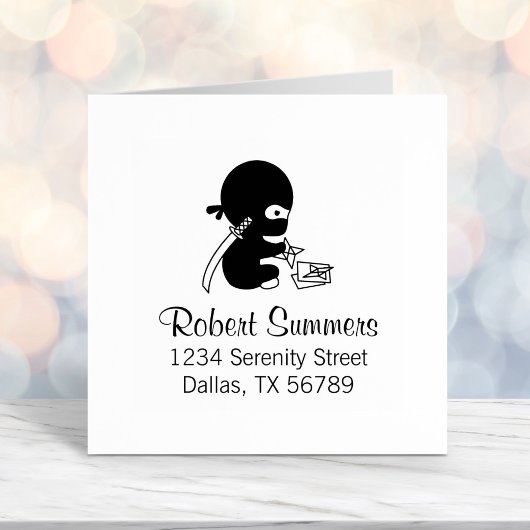 Tiny Ninja Folding Origami Star Adres 4 Zelfinktende Stempel