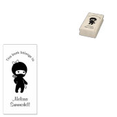 Tiny Ninja Girl Bookplate Rubberstempel (Gestempeld)