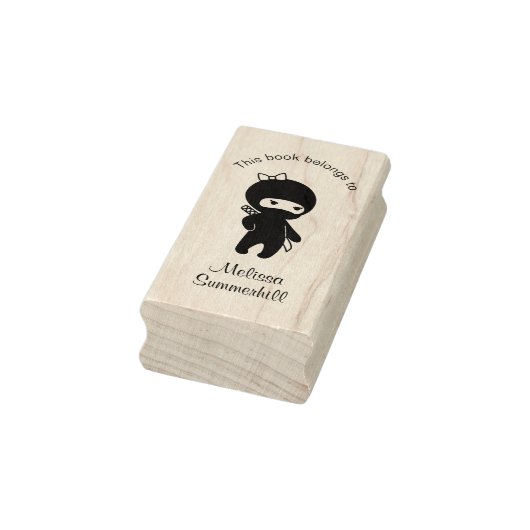 Tiny Ninja Girl Bookplate Rubberstempel (Stempel)