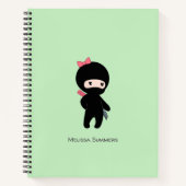 Tiny Ninja Girl Custom Name on Green Notitieboek (Voorkant)