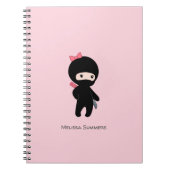 Tiny Ninja Girl Custom Name on Pink Notitieboek (Voorkant)