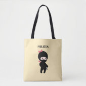 Tiny Ninja Girl Custom Name on Yellow Tote Bag (Voorkant)