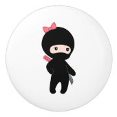 Tiny Ninja Girl Keramische Knop (Voorkant)