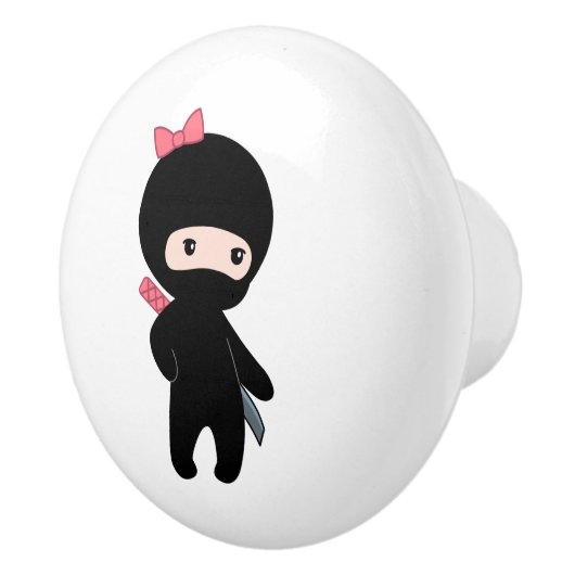 Tiny Ninja Girl Keramische Knop (Rechts)