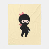 Tiny Ninja Girl op Geel Fleece Deken (Voorkant)