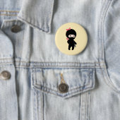 Tiny Ninja Girl op Geel Ronde Button 5,7 Cm (In situ)