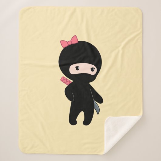 Tiny Ninja Girl op Geel Sherpa Deken (Voorkant)