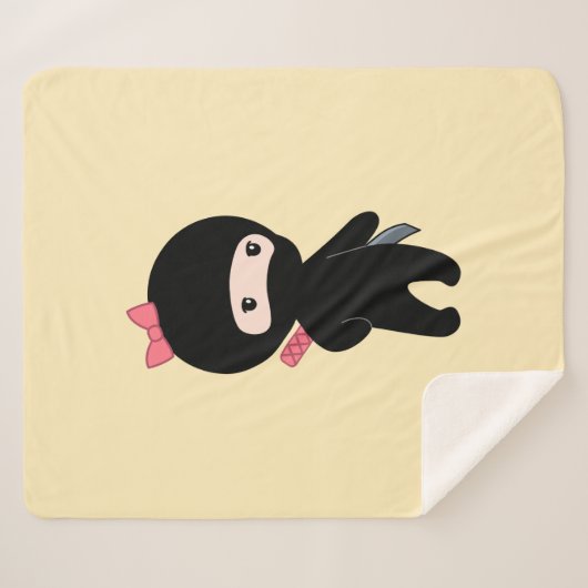 Tiny Ninja Girl op Geel Sherpa Deken (Voorkant (horizontaal))