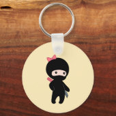Tiny Ninja Girl op Geel Sleutelhanger (Achterkant)