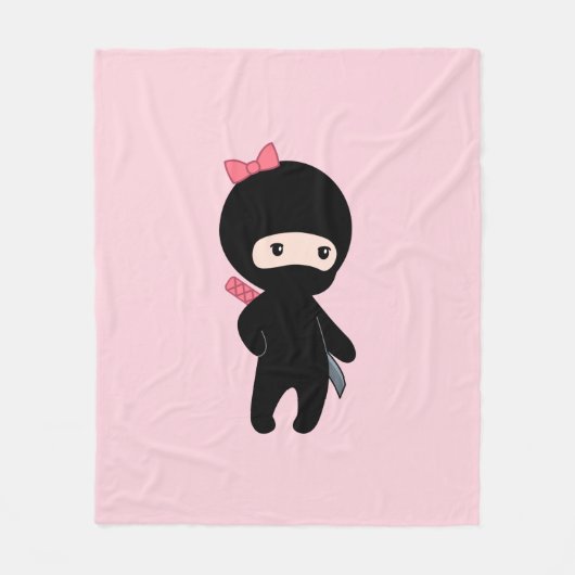 Tiny Ninja Girl op roze Fleece Deken (Voorkant)