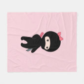 Tiny Ninja Girl op roze Fleece Deken (Voorkant (Horizontaal))