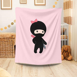 Tiny Ninja Girl op roze Fleece Deken