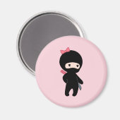 Tiny Ninja Girl op Roze Magneet (Voorkant / Achterkant)