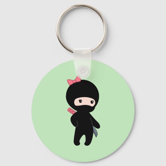 Tiny Ninja Girl over Groen Sleutelhanger (Voorkant)