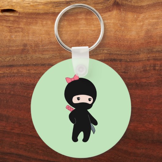 Tiny Ninja Girl over Groen Sleutelhanger (Achterkant)