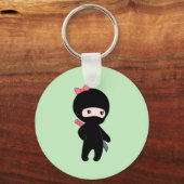 Tiny Ninja Girl over Groen Sleutelhanger (Voorkant)